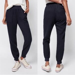 NWT FAHERTY Arlie Washed Black Linen Pull On Joggers Pants